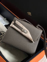 KELLY DESORDRE 20 IN WENGE BROWN EPSOM LEATHER WITH SILVER HARDWARE