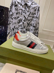 GG ACE GG SUPREME TRAINER SILVER CALFSKIN