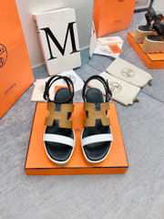 HAVANE 30 SANDAL IN WHITE AND PEANUT BROWN CALFSKIN