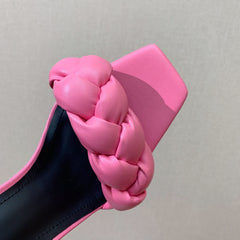 BALMAIN 25S ANKLE STRAP HIGH HEEL 95MM IN PINK CALFSKIN