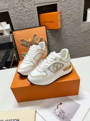 LV WOMEN SNEAKER IN WHITE MIX BEIGE CREAM CALFSKIN