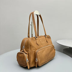 BIKER BAG 31 IN CARAMEL BROWN CALFSKIN