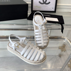 cc roman sandals white lambskin