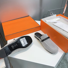 Lena Mule Gray Denim