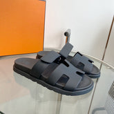 Chypre Sandal Black Mastic Calfskin Leather