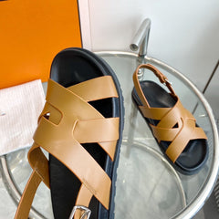 Genius Sandal Slingback Light Brown Calfskin Leather