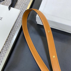 TRIOMPHE BELT 25MM IN BROWN CALFSKIN OVAL BUCKLE AND ENGRAVED LOGO