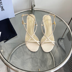 HIGH HEEL SANDAL 65MM IN BEIGE CREAM CALFSKIN