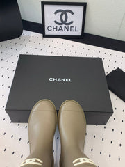 cc rainboot chanel dark beige