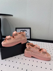 DAD SANDALS PLATFORM IN LIGHT PINK FUR