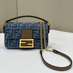 BAGUETTE MINI 19 BAG IN CERULEAN BLUE MONOGRAM DENIM WITH GOLD HARDWARE