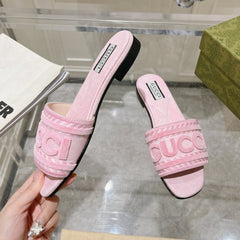 GG Interlocking double G hollow slippers PInk Rose