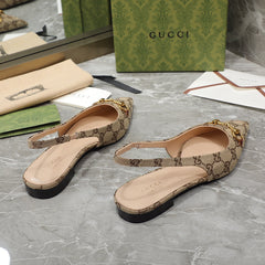 GG Flat Sandals Brown Caro