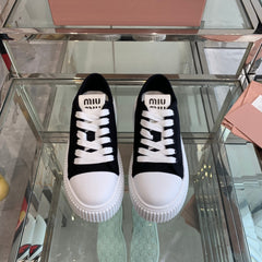 Sneakers High Sole Black And White Canvas