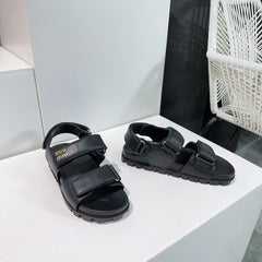 Sandals Black Sheepskin With Stylized Straps