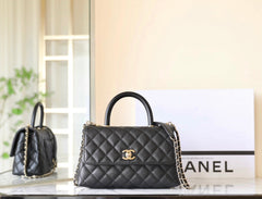 CHANEL 25S FLAP BAG 24 CM IN BLACK LAMBSKIN WITH GOLD HARDWARE