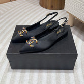 CC SLINGBACKS BLACK SATIN AND LAMBSKIN
