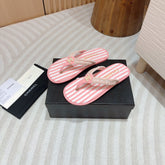 CC WOVEN FLIP FLOP WHITE MIX PINK SHEEPSKIN