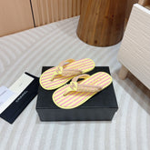 CC WOVEN FLIP FLOP YELLOW MIX PINK SHEEPSKIN