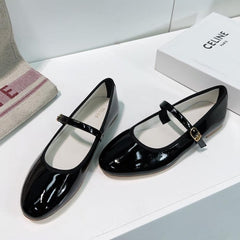 BALLET FLAT IN BLACK CALFSKIN