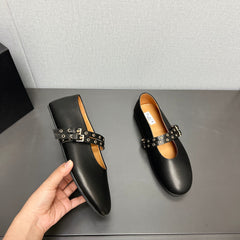 ALAIA MARY JANE SHOES IN BLACK LAMBSKIN SILVER HARDWARE