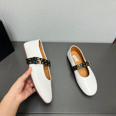 ALAIA MARY JANE SHOES IN WHITE LAMBSKIN SILVER HARDWARE