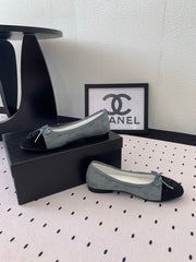 BALLET FLAT ICEBERG BLUE MIX BLACK VELVET