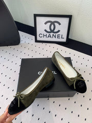 BALLET FLAT OLIVE GREEN MIX BLACK VELVET