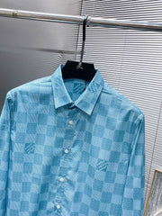 LV BLUE DAMIER LONG-SLEEVED SHIRT 238816