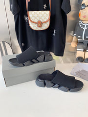 SPEED 2.0 SLIDE SANDAL IN BLACK RECYCLED KNIT AND BLACK SOLE