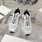 DIOR 25S CHRONO STAR FLATFORM SNEAKERS 45MM IN MESH WITH WHITE CALFSKIN