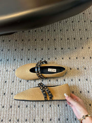 ALAIA MARY JANE SHOES IN BEIGE ZP CUSTOM STRAW AND DENIM
