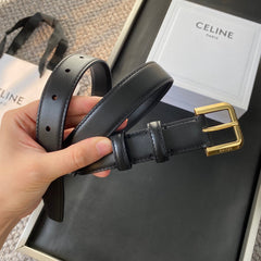 BELT 25MM IN BLACK REVERSIBLE ITALIAN CALFSKIN WITH VINTAGE GOLD BUCKLE