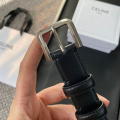 BELT 25MM IN BLACK REVERSIBLE ITALIAN CALFSKIN WITH VINTAGE SILVER BUCKLE