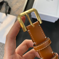 BELT 25MM IN BROWN REVERSIBLE ITALIAN CALFSKIN WITH VINTAGE GOLD BRASS BUCKLE