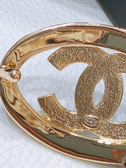 CC 30MM BELT IN WHITE EMBROIDERED CALFSKIN WHITE MIX BLACK METAL LOGO GOLD HARDWARE