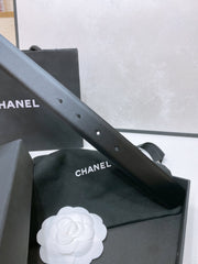 CC 30MM BELT IN BLACK SMOOTH CALFSKIN WHITE MIX BLACK METAL HARDWARE