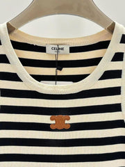 Celin Black Beige Stripe Tank Top