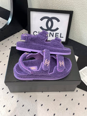 CC DAD SANDAL PLUM PURPLE LAMB FUR