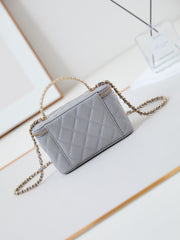 CHANEL 25S MINI VANITY BAG 16 CM IN GREY LAMBSKIN WITH CRYSTAL-EMBELLISHED CC LOGO