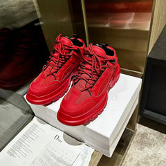 C'EST SNEAKER IN RUBY RED CALFSKIN AND BREATHABLE MESH