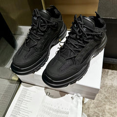 C'EST SNEAKER IN BLACK CALFSKIN AND BREATHABLE MESH