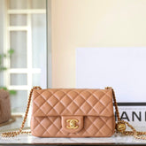 CHANEL 25S FLAP BAG 20 CM IN LIGHT BROWN LAMBSKIN WITH GOLD HARDWARE