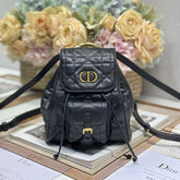SMALL CARO BACKPACK 20 IN BLACK MACROCANNAGE LAMBSKIN