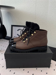 ANKLE BOOTS IN HICKORY BROWN CALFSKIN