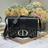 MONTAIGNE EAST-WEST BAG 24 IN BLACK LAMBSKIN AND MONOGRAM OBLIQUE JACQUARD