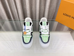 LV TRAINER SNEAKERS IN LIGHT GREEN OMBRE MIX COLORFUL CALFSKIN