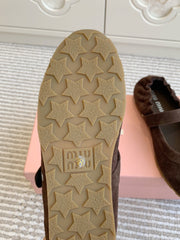 MARY JANE FLATS IN CHOCOLATE SUEDE