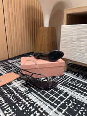 STRAP HIGH HEEL SANDALS IN BLACK SHINY LAMBSKIN