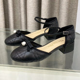 PEARL MARY JANE PUMP IN BLACK LAMBSKIN 30 MM